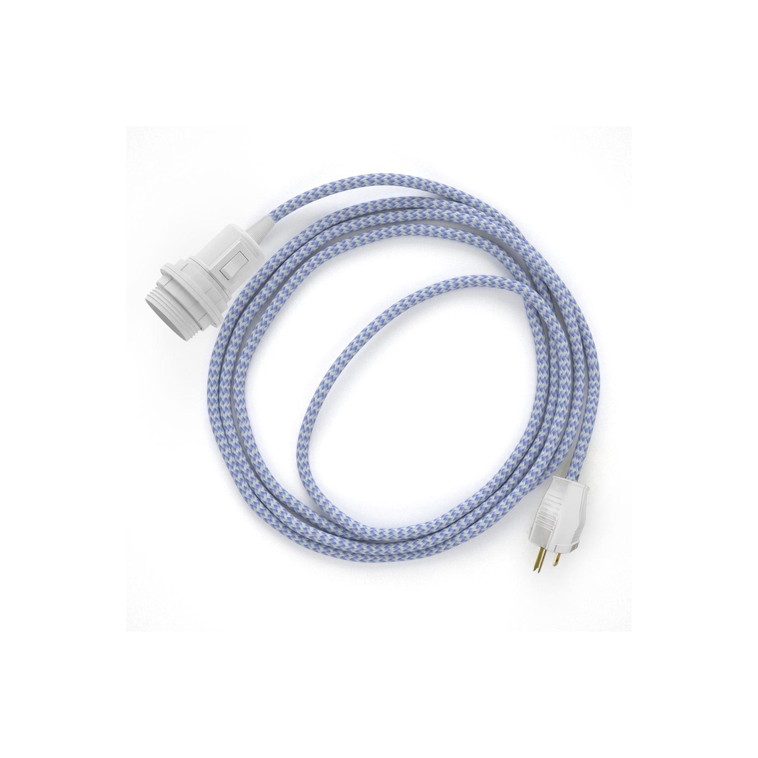 Plug-in Pendant for Lampshade with switch on socket | RZ07 Lilac & White Chevron