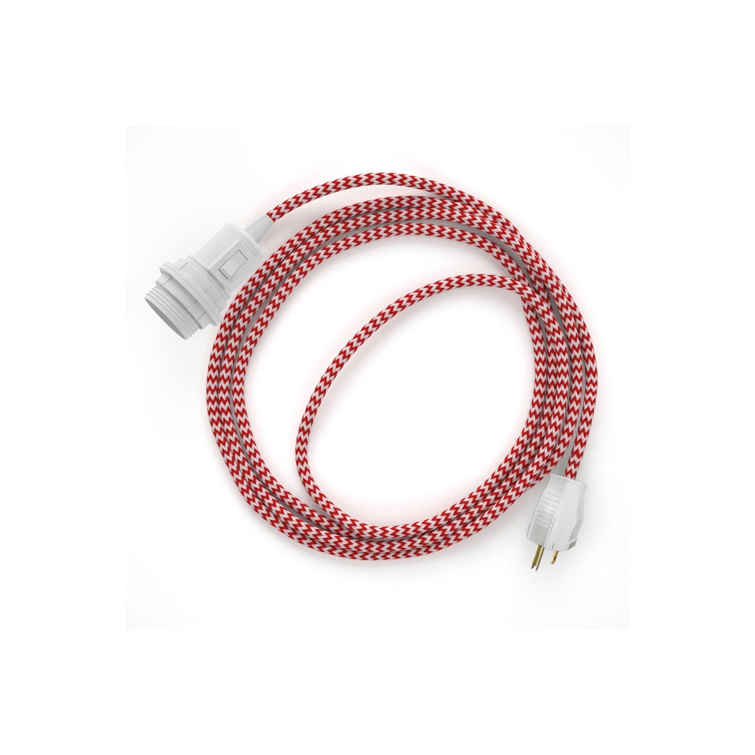Plug-in Pendant for Lampshade with switch on socket | RZ09 Red & White Chevron