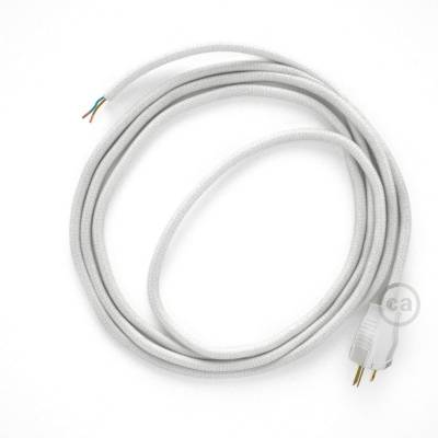 Cord-set - RC01 White Cotton Covered Round Cable
