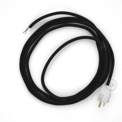 Cord-set - RC04 Black Cotton Covered Round Cable