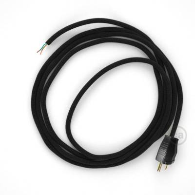 Cord-set - RC04 Black Cotton Covered Round Cable