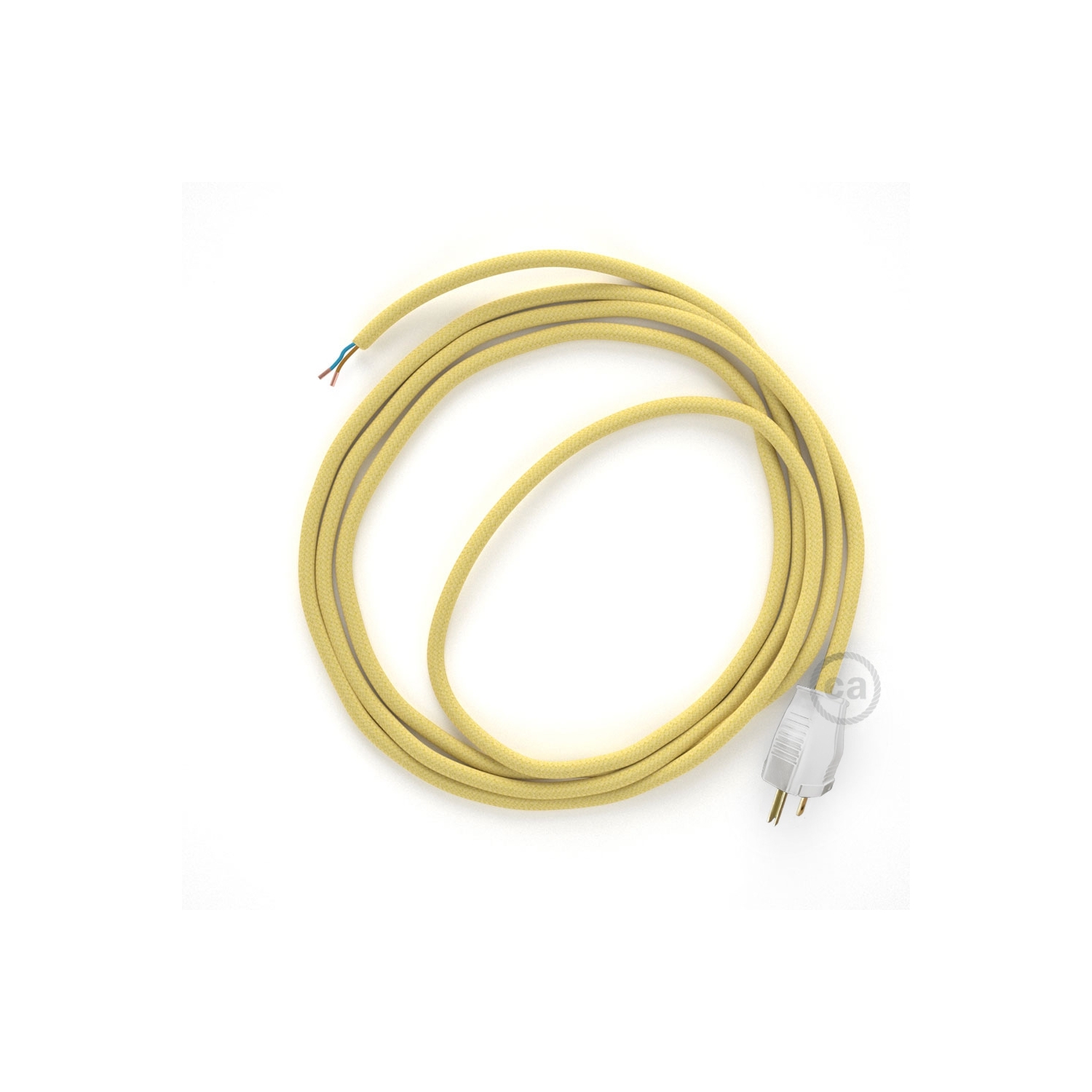 Cord-set - RC10 Pale Yellow Cotton Covered Round Cable