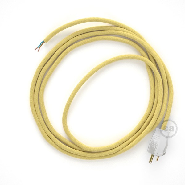 Cord-set - RC10 Pale Yellow Cotton Covered Round Cable