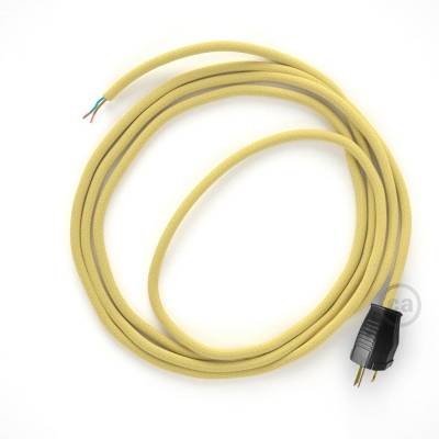 Cord-set - RC10 Pale Yellow Cotton Covered Round Cable