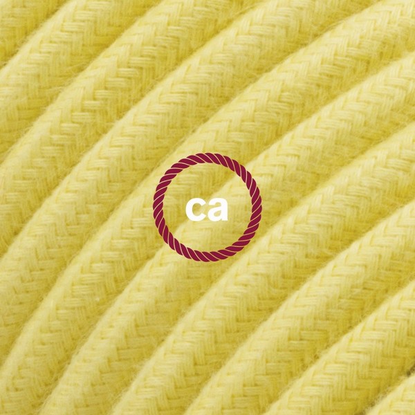 Cord-set - RC10 Pale Yellow Cotton Covered Round Cable