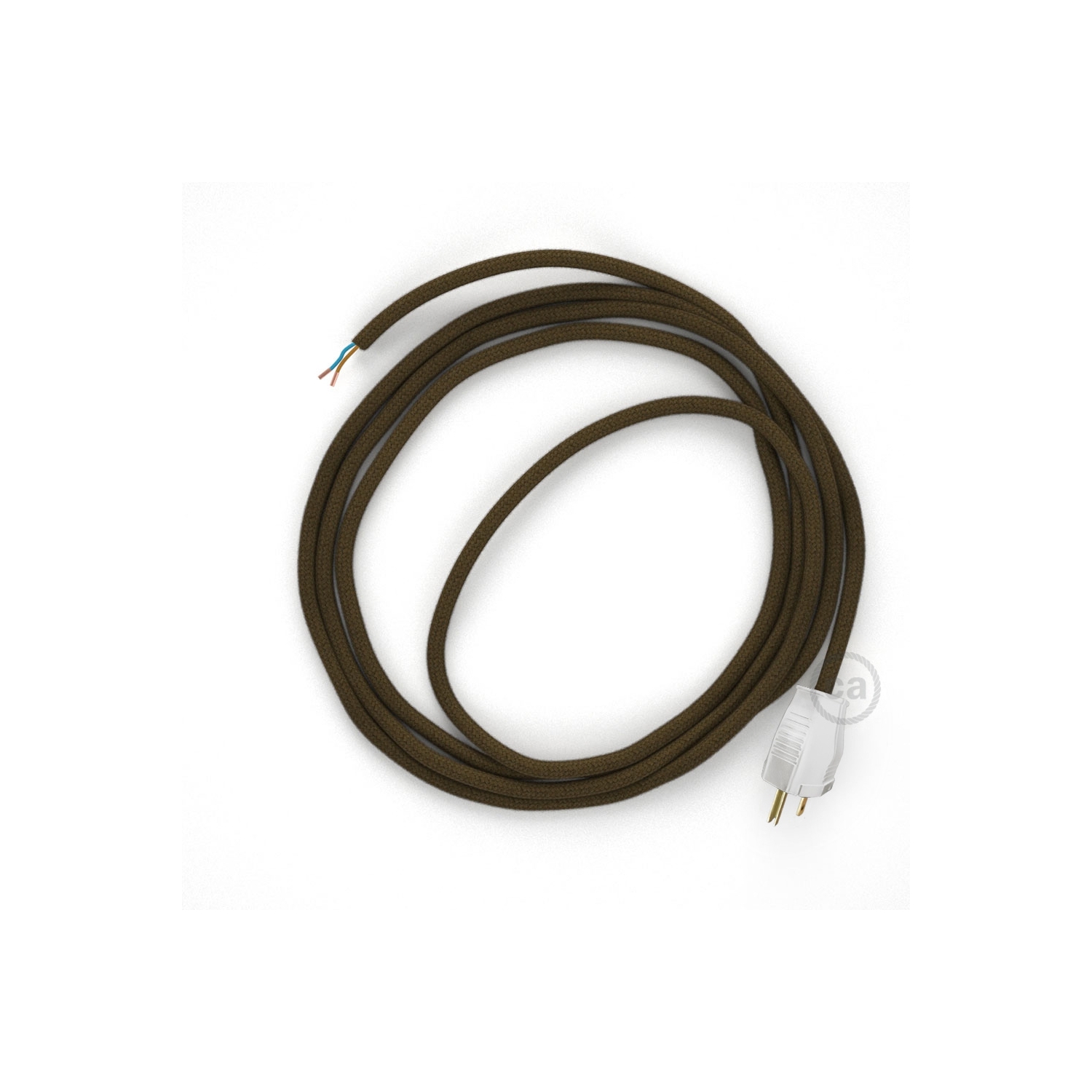 Cord-set - RC13 Brown Cotton Covered Round Cable
