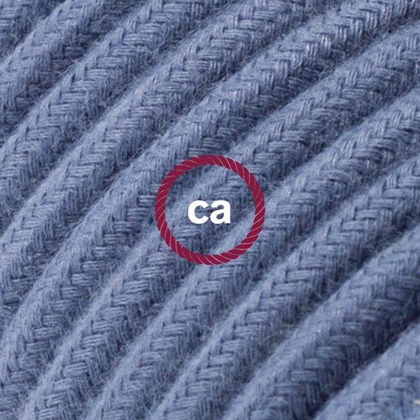 Cord-set - RC30 Stone Blue Cotton Covered Round Cable