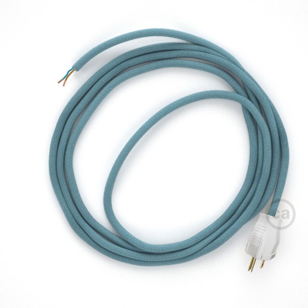 Cord-set - RC53 Baby Blue Cotton Covered Round Cable