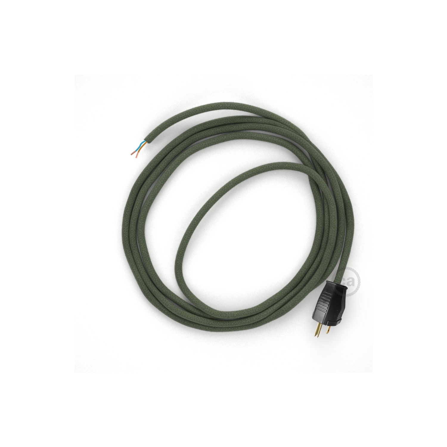 Cord-set - RC63 Gray Green Cotton Covered Round Cable