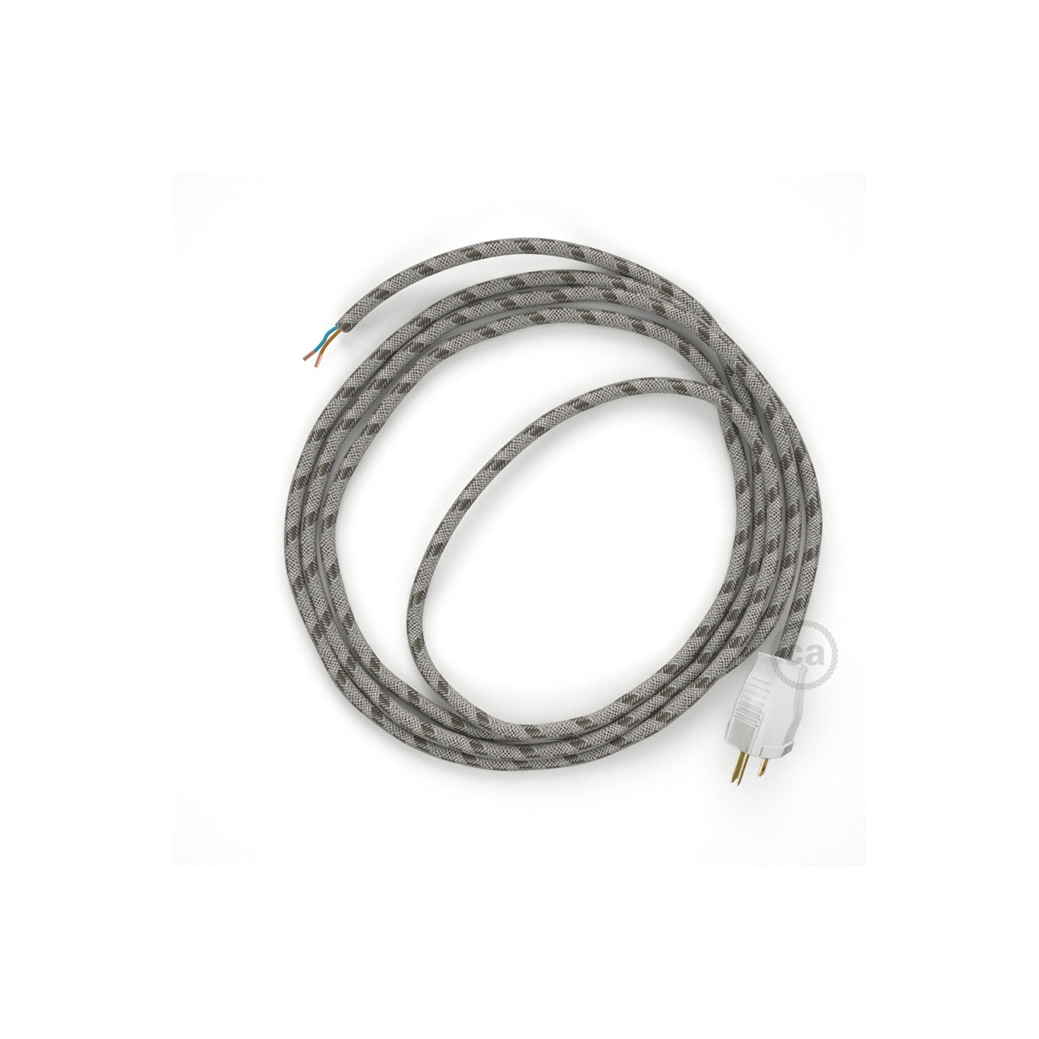 Cord-set - RD53 Natural & Brown Linen Stripe Covered Round Cable