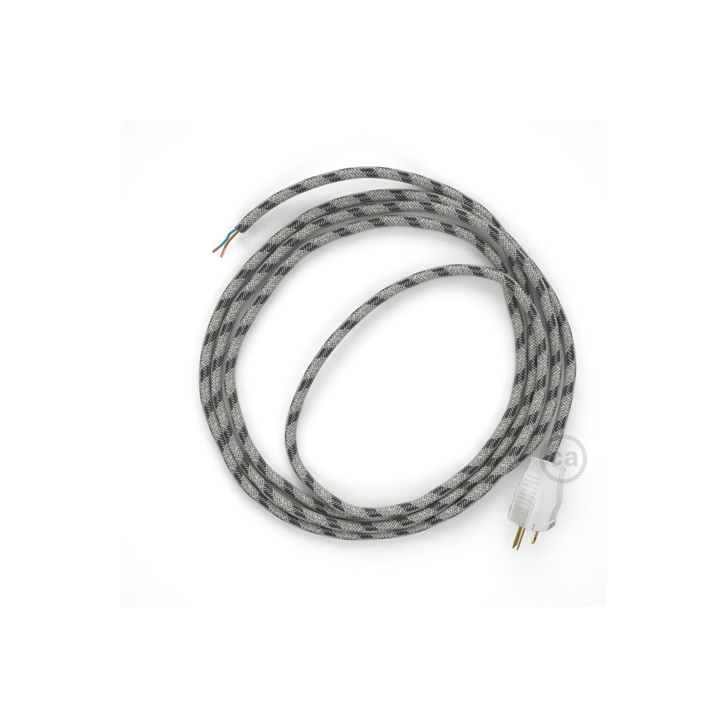 Cord-set - RD54 Natural & Charcoal Linen Stripe Covered Round Cable