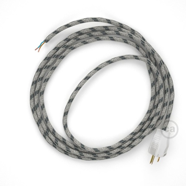 Cord-set - RD54 Natural & Charcoal Linen Stripe Covered Round Cable