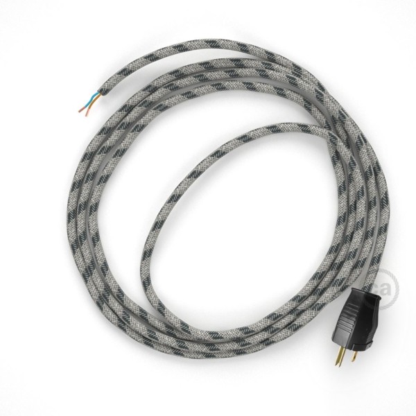 Cord-set - RD54 Natural & Charcoal Linen Stripe Covered Round Cable