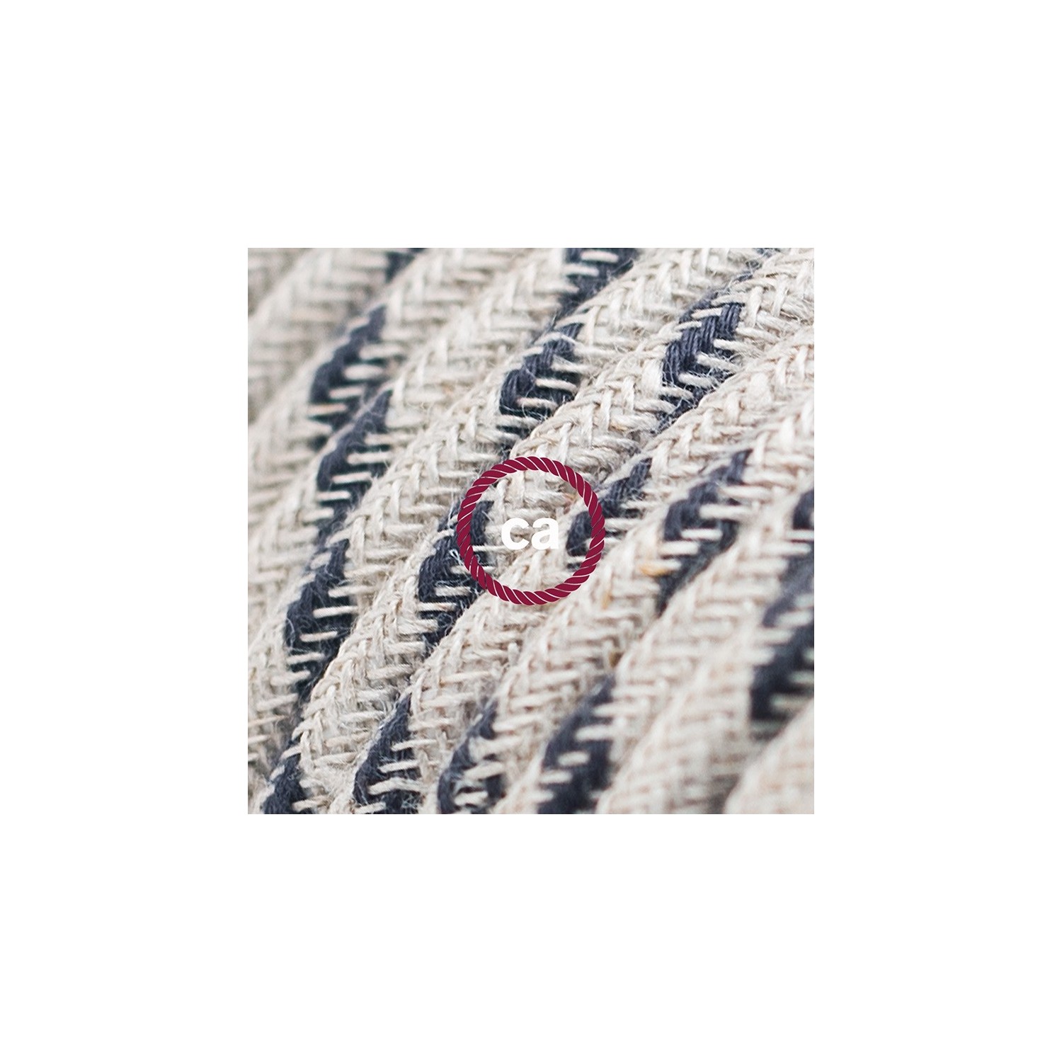 Cord-set - RD54 Natural & Charcoal Linen Stripe Covered Round Cable