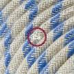 Cord-set - RD55 Natural & Blue Linen Stripe Covered Round Cable