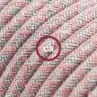 Cord-set - RD61 Natural & Pink Linen CrissCross Covered Round Cable