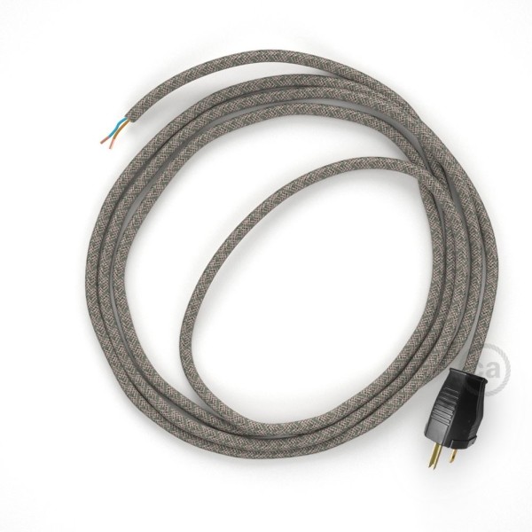 Cord-set - RD62 Natural & Thyme Green Linen CrissCross Covered Round Cable