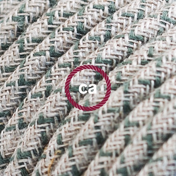 Cord-set - RD62 Natural & Thyme Green Linen CrissCross Covered Round Cable