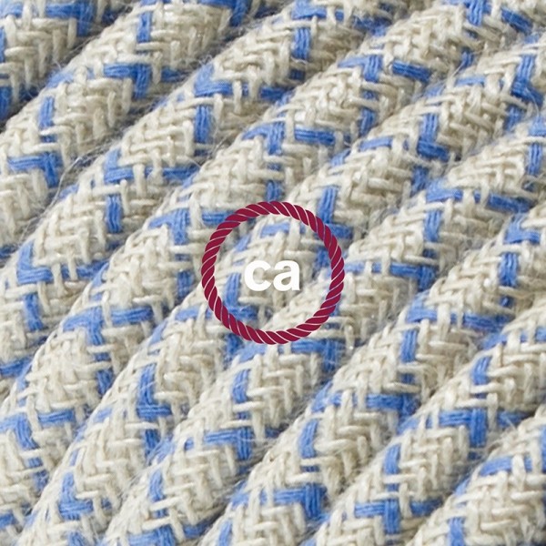 Cord-set - RD65 Natural & Blue Linen Criss Cross Covered Round Cable