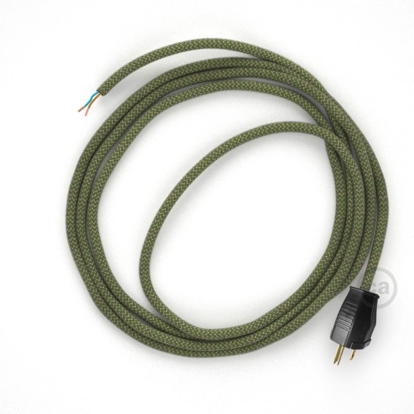 Cord-set - RD72 Natural & Thyme Green Linen Chevron Covered Round Cable