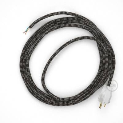 Cord-set - RD74 Natural & Charcoal Linen Chevron Covered Round Cable