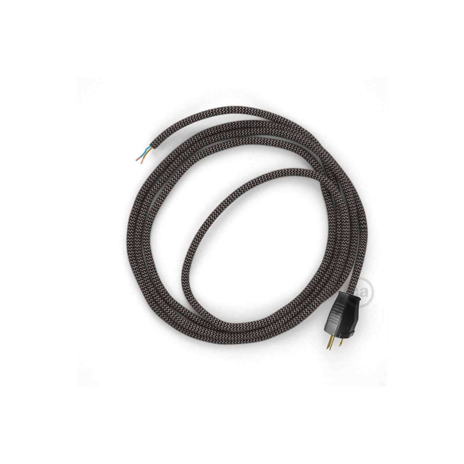 Cord-set - RD74 Natural & Charcoal Linen Chevron Covered Round Cable