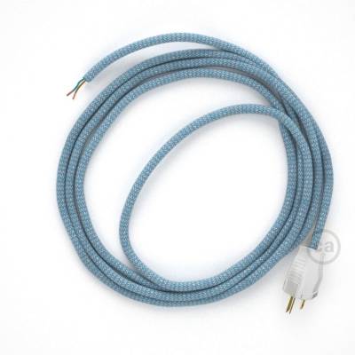 Cord-set - RD75 Natural & Blue Linen Chevron Covered Round Cable