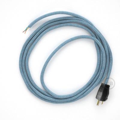 Cord-set - RD75 Natural & Blue Linen Chevron Covered Round Cable