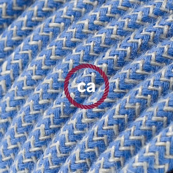 Cord-set - RD75 Natural & Blue Linen Chevron Covered Round Cable