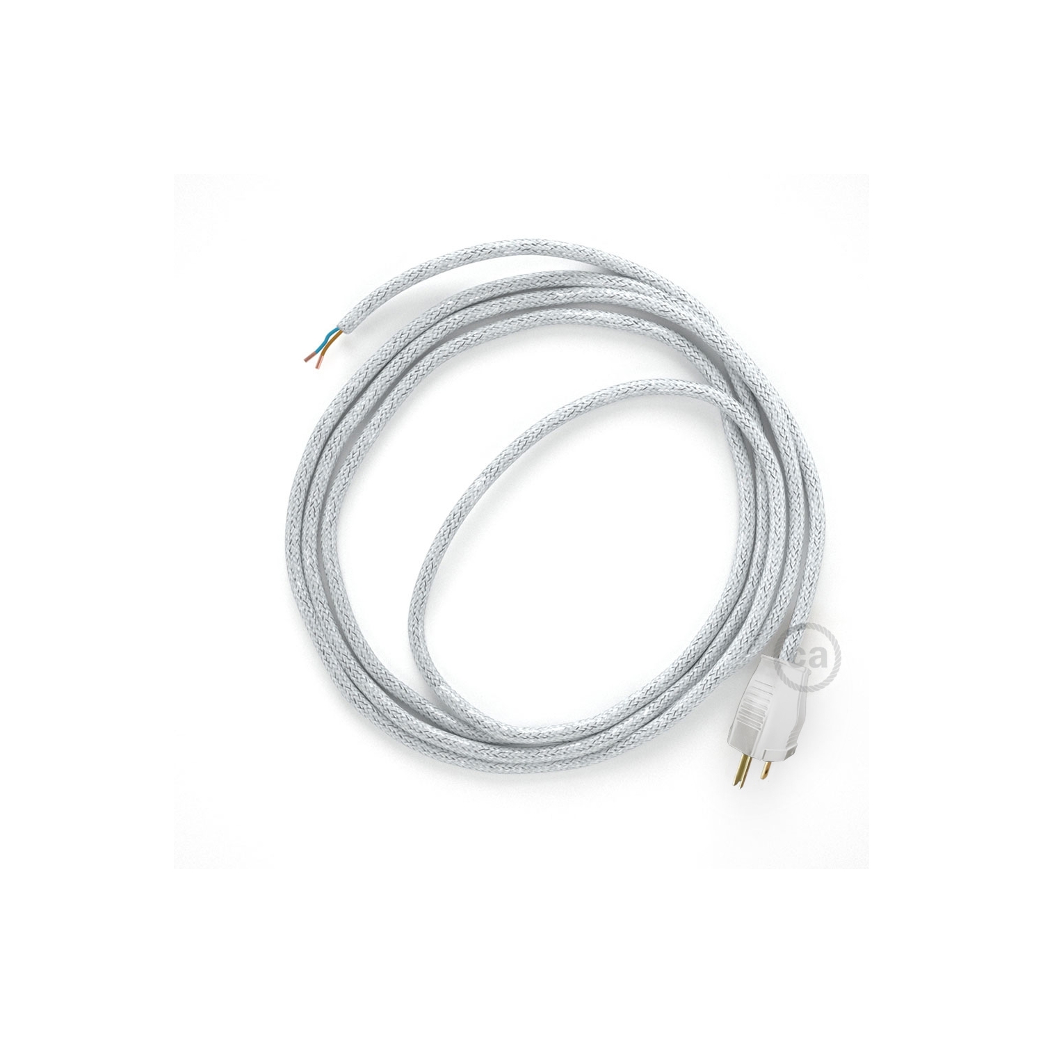 Cord-set - RL01 White Glitter Covered Round Cable