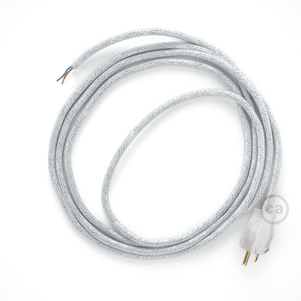 Cord-set - RL01 White Glitter Covered Round Cable