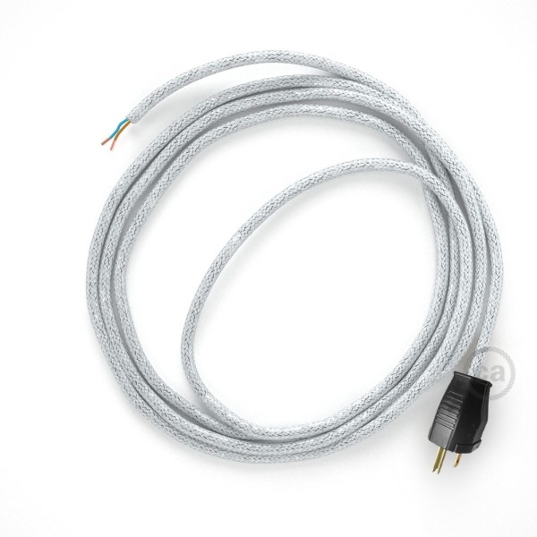 Cord-set - RL01 White Glitter Covered Round Cable