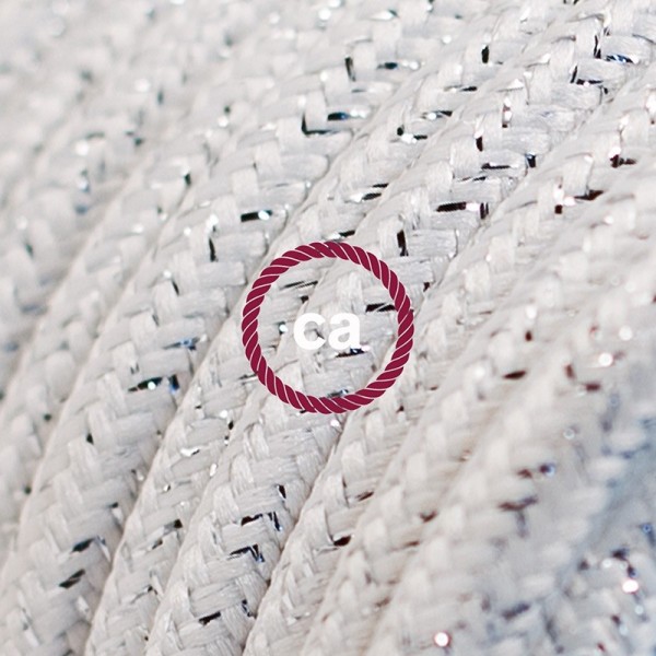Cord-set - RL01 White Glitter Covered Round Cable