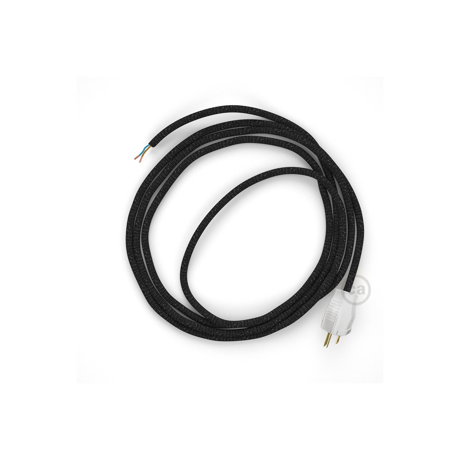 Cord-set - RL04 Black Glitter Covered Round Cable