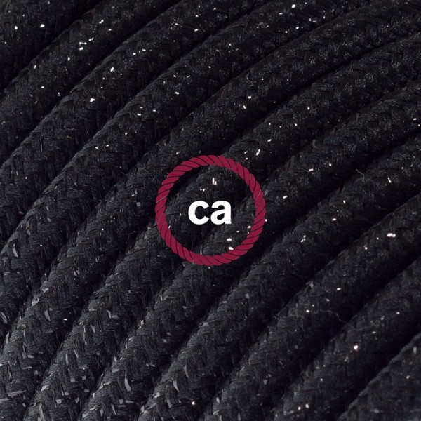 Cord-set - RL04 Black Glitter Covered Round Cable