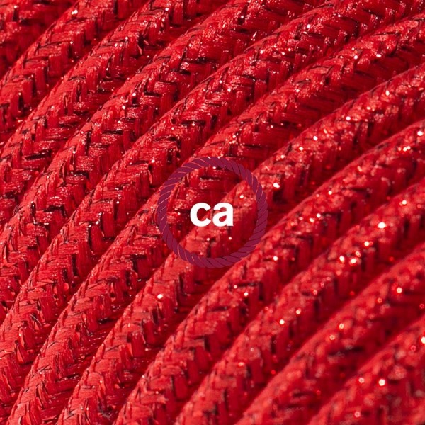 Cord-set - RL09 Red Glitter Covered Round Cable