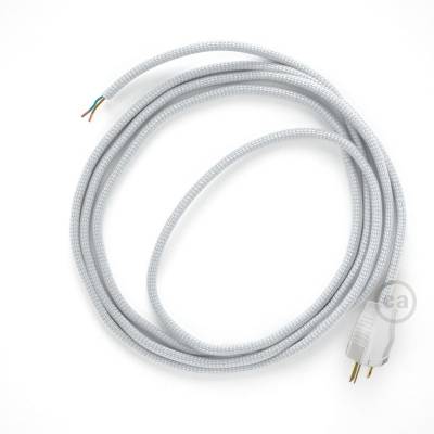 Cord-set - RM02 Silver Rayon Covered Round Cable