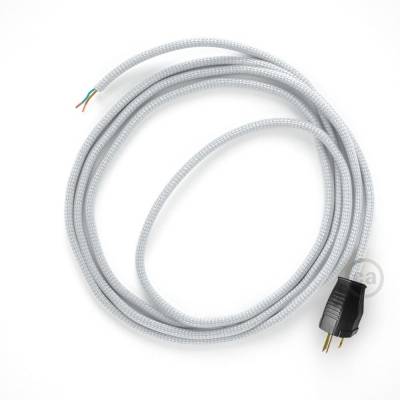 Cord-set - RM02 Silver Rayon Covered Round Cable