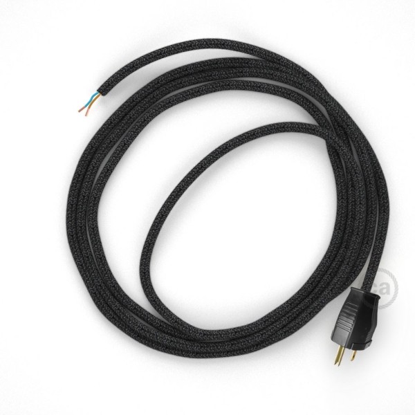 Cord-set - RN03 Charcoal Linen Covered Round Cable