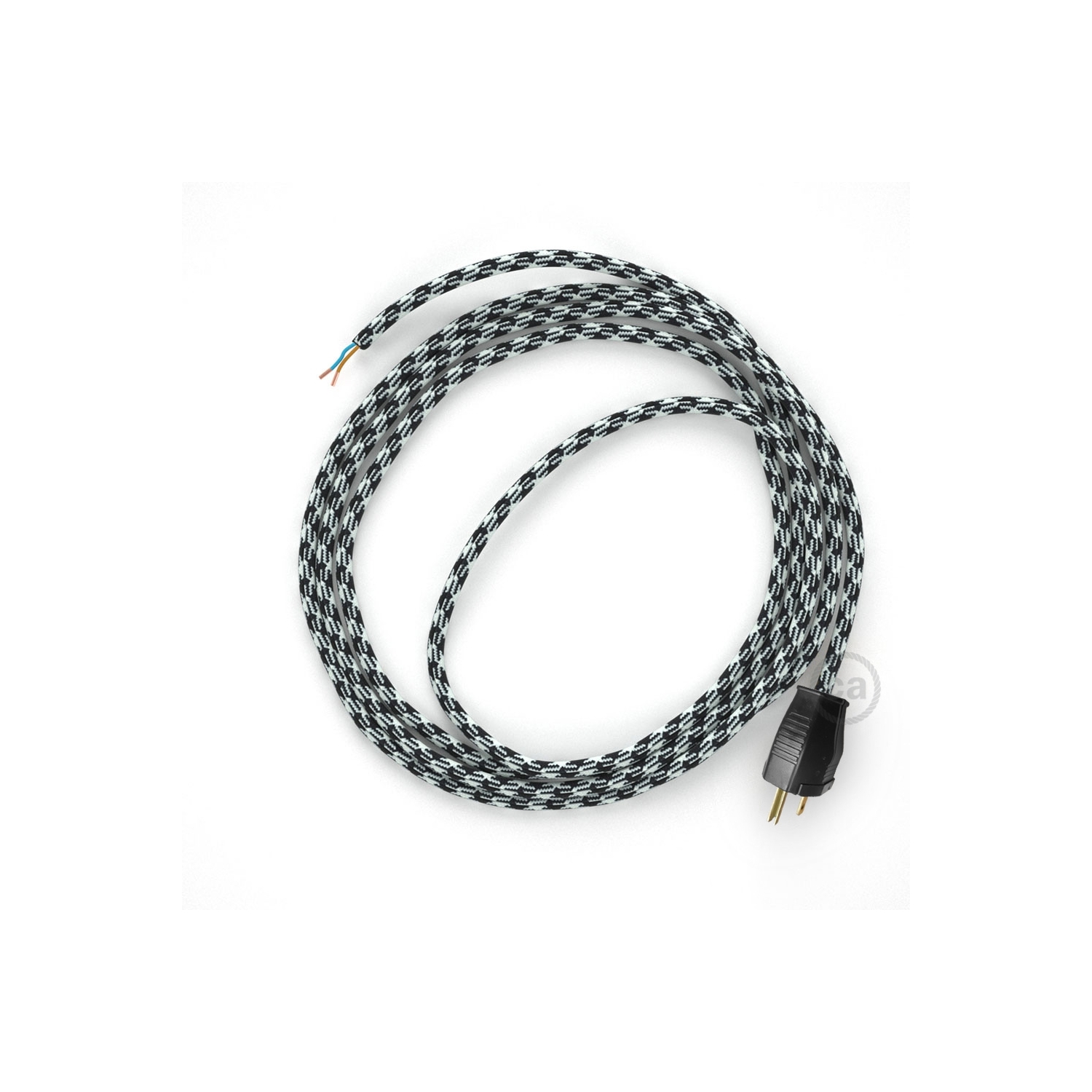 Cord-set - RP04 Black & White Houndstooth Covered Round Cable