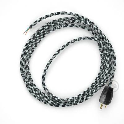Cord-set - RP04 Black & White Houndstooth Covered Round Cable