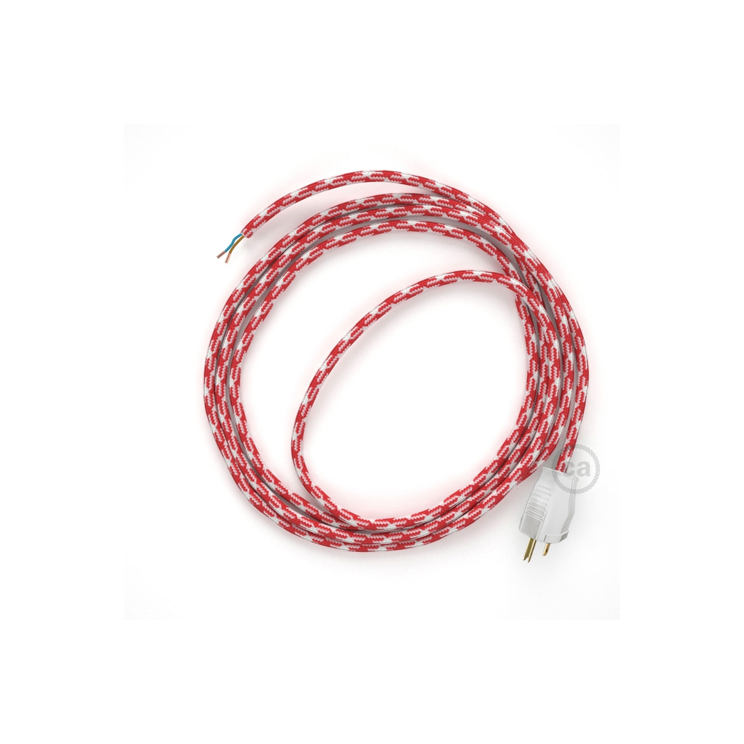 Cord-set - RP09 Red & White Houndstooth Covered Round Cable