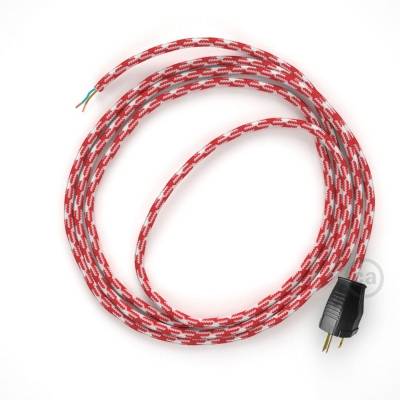 Cord-set - RP09 Red & White Houndstooth Covered Round Cable