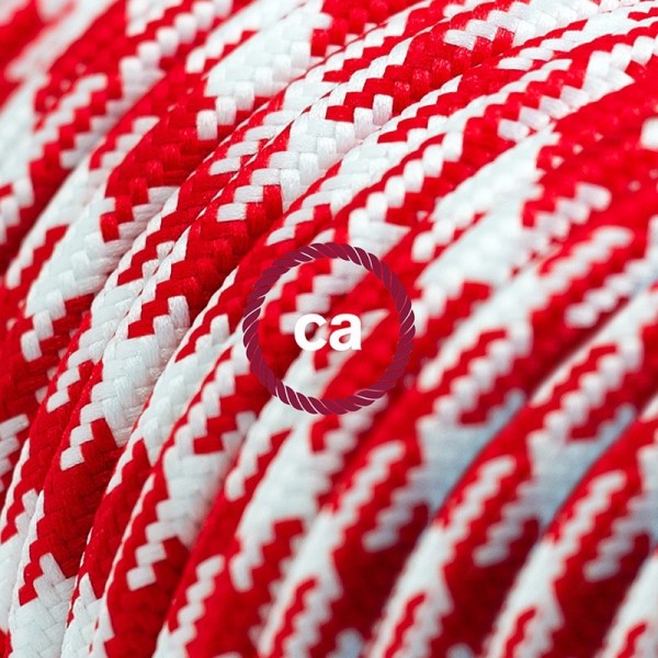 Cord-set - RP09 Red & White Houndstooth Covered Round Cable