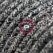 Cord-set - RS81 Black Glitter Cotton & Natural Linen Tweed Covered Round Cable
