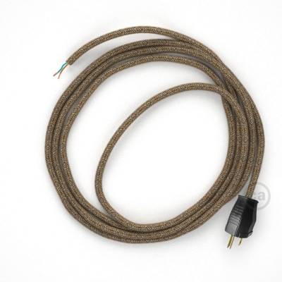 Cord-set - RS82 Brown Glitter Cotton & Natural Linen Tweed Covered Round Cable