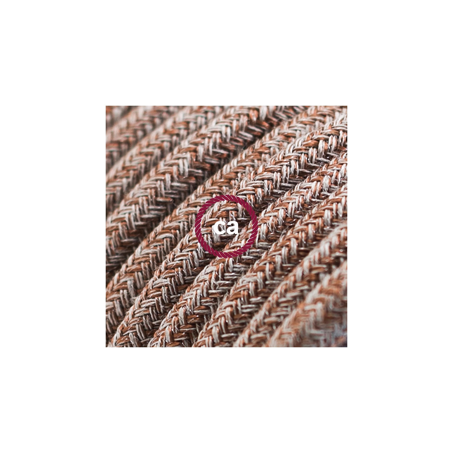 Cord-set - RS82 Brown Glitter Cotton & Natural Linen Tweed Covered Round Cable