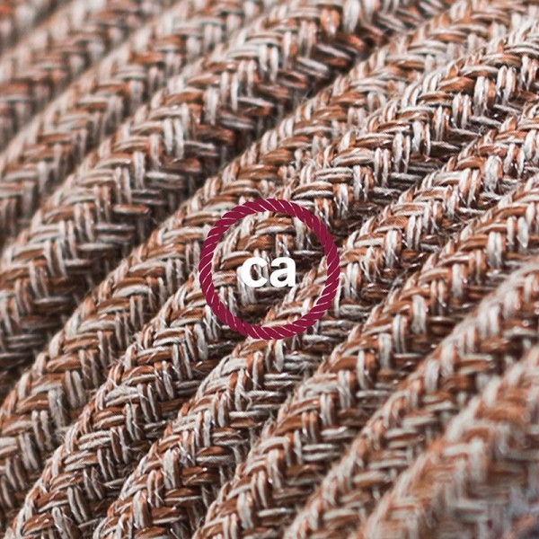 Cord-set - RS82 Brown Glitter Cotton & Natural Linen Tweed Covered Round Cable