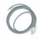 Cord-set - RT14 White & Black Tracer Covered Round Cable