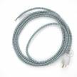 Cord-set - RT14 White & Black Tracer Covered Round Cable